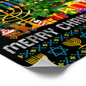 Merry Chrismukkah Happy Hanukkah Ugly Sweater Fami Poster (Ecke)