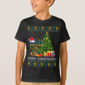 Merry Chrismukkah Happy Hanukkah Ugly Sweater Fami T-Shirt (Vorderseite)