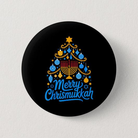 Merry Chrismukkah Holiday Hanukkah Family Matching Button (Vorderseite)