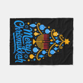 Merry Chrismukkah Holiday Hanukkah Family Matching Fleecedecke (Vorderseite (Horizontal))