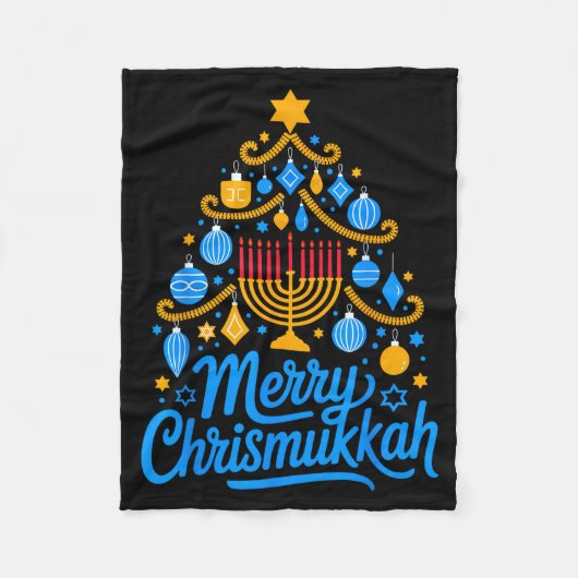Merry Chrismukkah Holiday Hanukkah Family Matching Fleecedecke (Vorderseite)