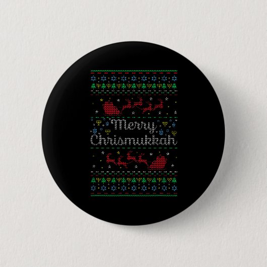 Merry Chrismukkah Jewish Hanukkah Ugly Christmas S Button (Vorderseite)