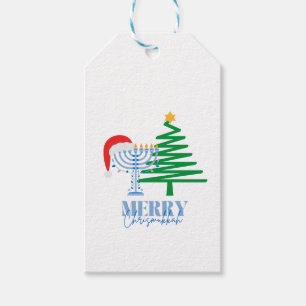 Merry Chrismukkah Menorah und Baumgeschenktag Geschenkanhänger