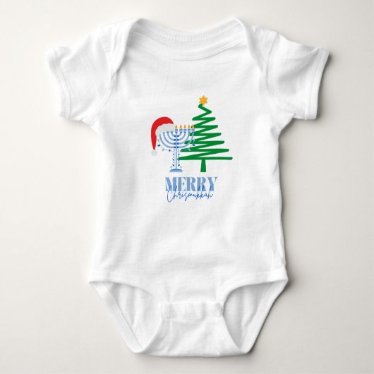 Merry Chrismukkah Menorah und Santa Baby Bodysuit Baby Strampler (Vorderseite)