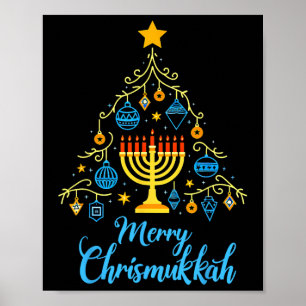 Merry Chrismukkah Menorah Weihnachtsbaum Chanukah Poster