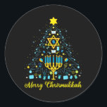 Merry Chrismukkah Menorah Weihnachtsbaum Chanukah Runder Aufkleber<br><div class="desc">Merry Chrismukkah Menorah Weihnachtsbaum Chanukah Juden</div>