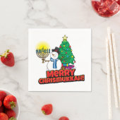 Merry Chrismukkah mit Snowman und Menorah Serviette (Beispiel)