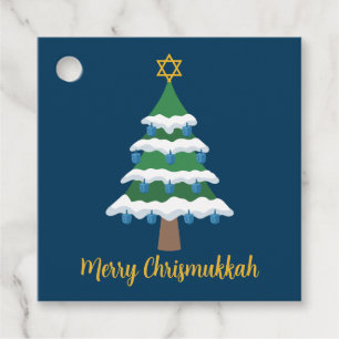 Merry Chrismukkah Niedlich Hanukkah Tree Party Geschenkanhänger