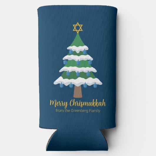 Merry Chrismukkah Niedlich Hanukkah Weihnachts-Par Selters Dosenkühler (Rückseite)