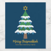 Merry Chrismukkah Niedlich Hanukkah Weihnachts-Par Weinetikett (Einzelnes Label)