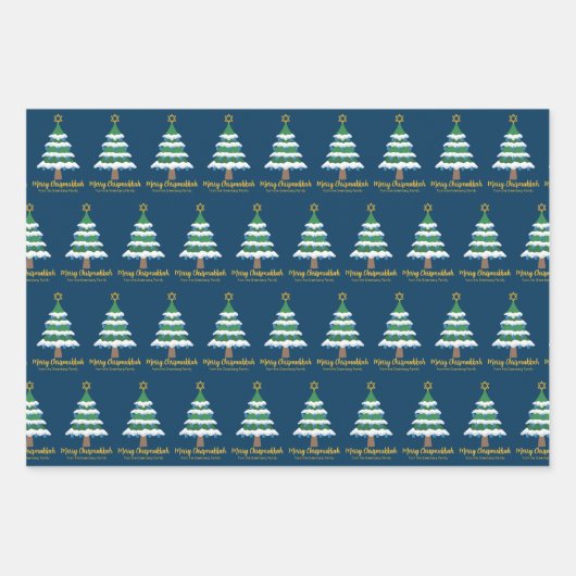 Merry Chrismukkah Niedlich Hanukkah Weihnachtsbaum Geschenkpapier Set (Vorderseite)