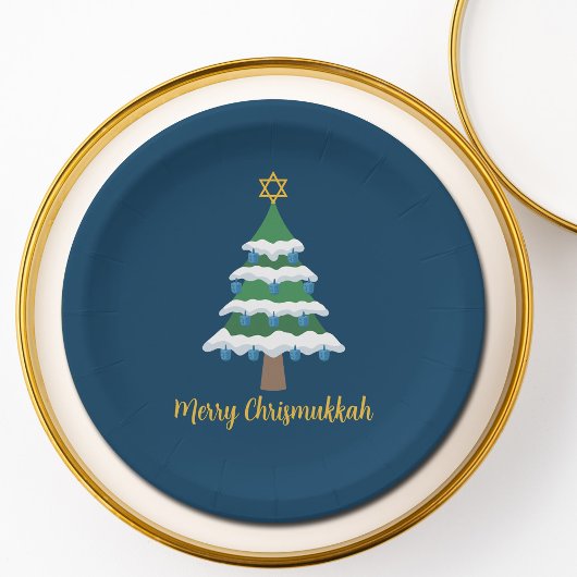 Merry Chrismukkah Niedlich Hanukkah Weihnachtsbaum Pappteller