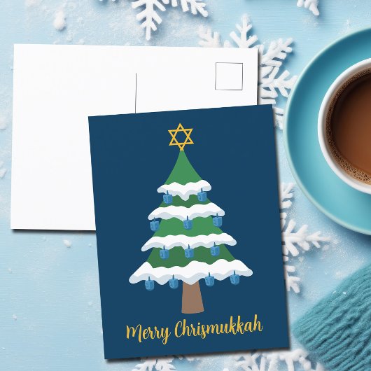 Merry Chrismukkah Niedlich Hanukkah Weihnachtsbaum Postkarte