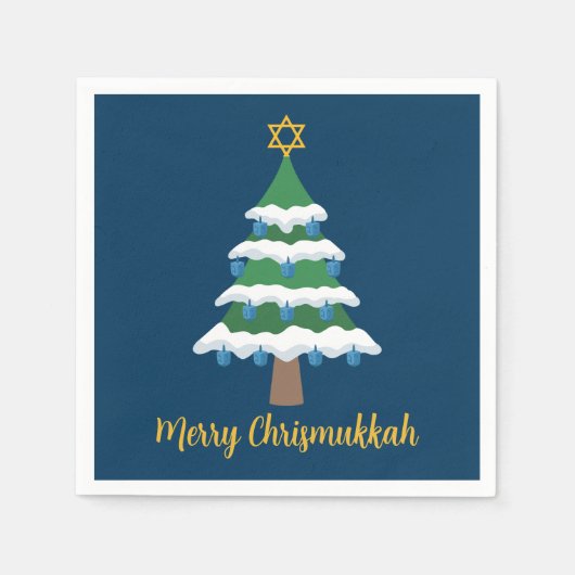 Merry Chrismukkah Niedlich Hanukkah Weihnachtsbaum Serviette (Vorderseite)