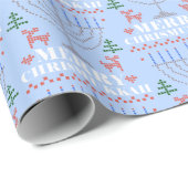 Merry Chrismukkah Pixel Reindeer und Menorah Geschenkpapier (Rolleneckpunkt)