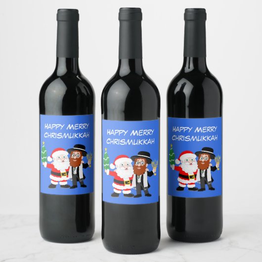 Merry Chrismukkah Santa trifft das Rabbiner-Party Weinetikett (Flaschen)