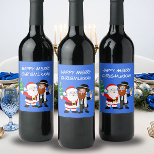 Merry Chrismukkah Santa trifft das Rabbiner-Party Weinetikett