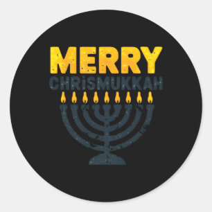 Merry Chrismukkah Weihnachten Hanukkah Chanukiah G Runder Aufkleber