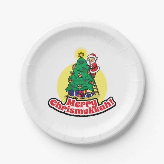 Merry Chrismukkkah mit dem Weihnachtsbaum und Weih Pappteller (Vorderseite)