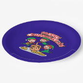 Merry Chrismukkkah mit Elves und Dreidels Pappteller (Schrägansicht)