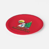 Merry Chrismukkkah mit Snowman und Menorah Pappteller (Schrägansicht)