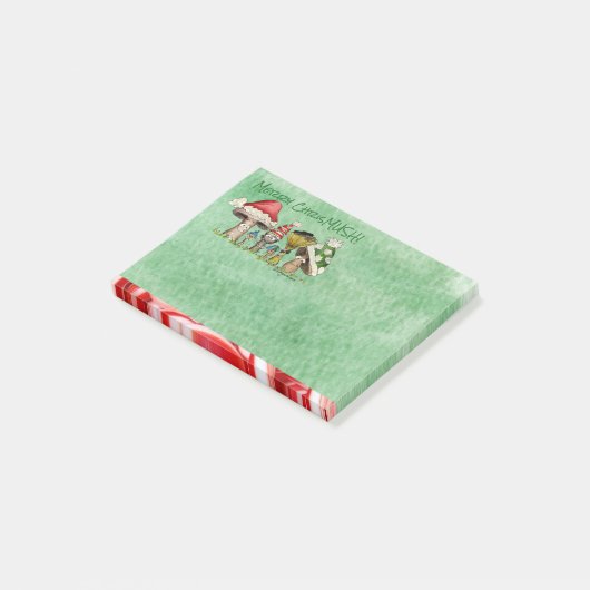 Merry ChrisMUSH Cartoon Mushrooms Post-it Klebezettel (angewinkelt)