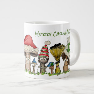 Merry ChrisMUSH Christmas Mushrooms Cartoon Jumbo-Tasse