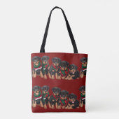Merry Chrismutts Rottweiler Puppies Wearing Scarf Tasche (Rückseite)