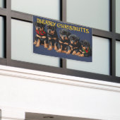 Merry Chrismutts Weihnachtsferien Welpen Festlich Banner (Äußeres Gebäude)
