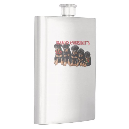 Merry Chrismutts Weihnachtsferien Welpen Festlich Flachmann (Rechts)