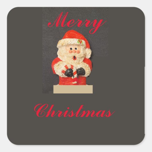 MERRY CHRISRMAS CANDY CANE SANTA QUADRATISCHER AUFKLEBER (Vorderseite)