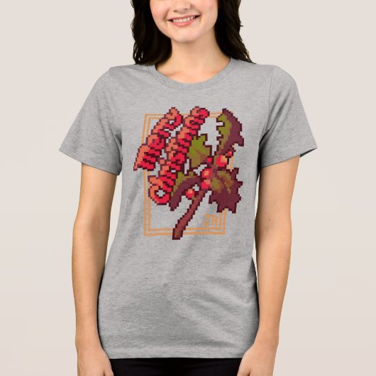 Merry Chrisrmas Holidays Pixel Art T-Shirt Tri-Blend Shirt (Vorderseite)