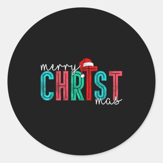 Merry Christ Mas Christian God Matching Christmas Runder Aufkleber (Vorderseite)