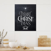Merry Christ Mas Christlicher Weihnachts-Schwarze Poster (Küche)