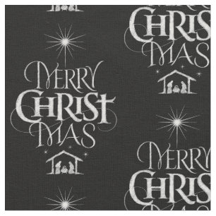 Merry Christ Mas Christlicher Weihnachts-Schwarze  Stoff