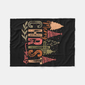 Merry Christ Mas Christmas Christian Faith Jesus C Fleecedecke (Vorderseite (Horizontal))