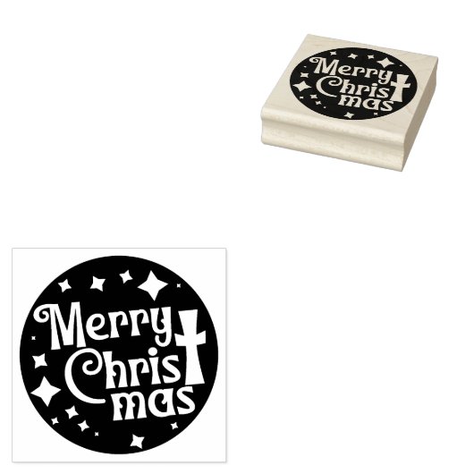 Merry Christ Mas Christmas Square Wood Gummistempel (Stempel)