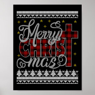Merry Christ Mas Jesus Christlich Pajamas Ugly Chr Poster