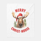 Merry Christ-moose Funny Christmas Moose Fleecedecke (Vorderseite)