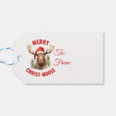 Merry Christ-moose Funny Christmas Moose Geschenkanhänger (Rückseite Horizontal)