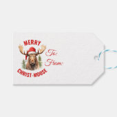 Merry Christ-moose Funny Christmas Moose Geschenkanhänger (Vorderseite (Horizontal))