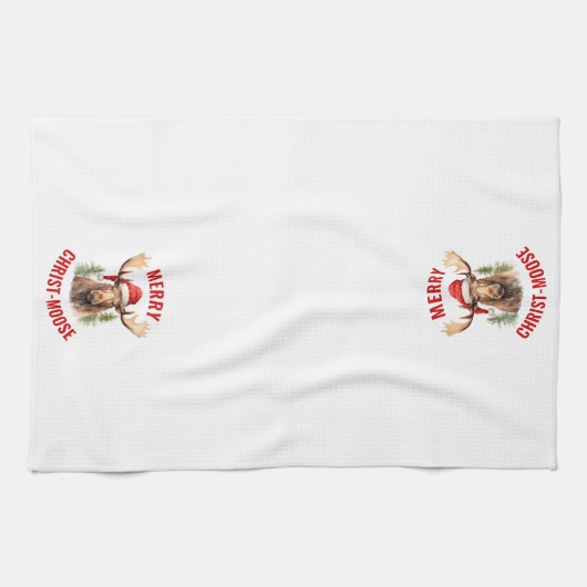 Merry Christ-moose Funny Christmas Moose Geschirrtuch (Horizontal)