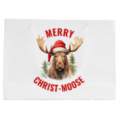 Merry Christ-moose Funny Christmas Moose Große Geschenktüte (Rückseite)