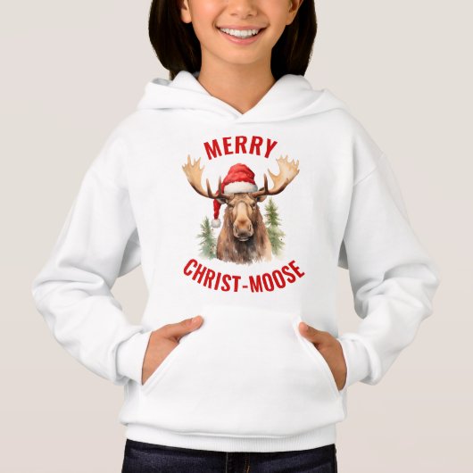 Merry Christ-moose Funny Christmas Moose Hoodie (Vorderseite)