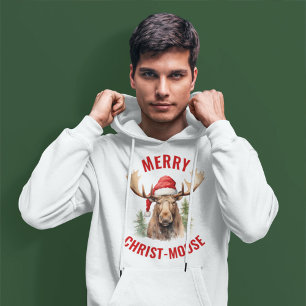 Merry Christ-moose Funny Christmas Moose Hoodie