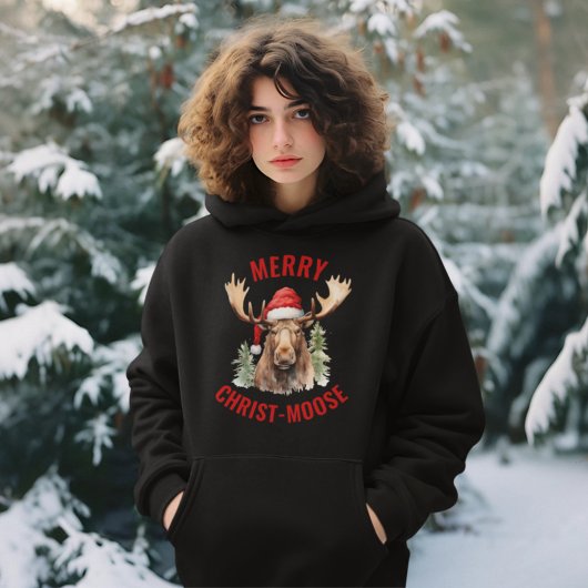 Merry Christ-moose Funny Christmas Moose Hoodie