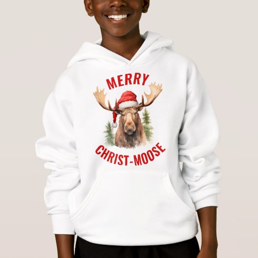 Merry Christ-moose Funny Christmas Moose Hoodie (Vorderseite)