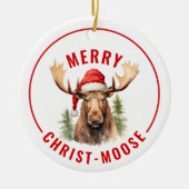 Merry Christ-moose Funny Christmas Moose Keramik Ornament (Vorne)