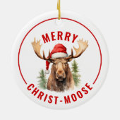 Merry Christ-moose Funny Christmas Moose Keramik Ornament (Hinten)