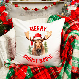 Merry Christ-moose Funny Christmas Moose Kissen